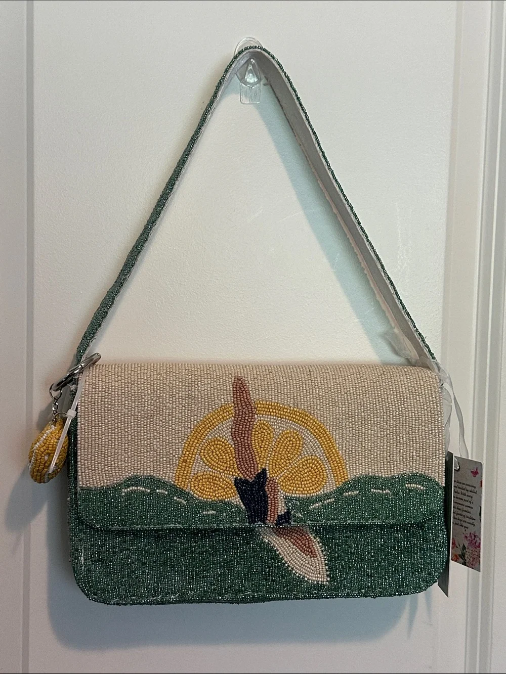 VIRAL Made in India diver bag. Beaded diver bag. Lemon diver beaded bag!
